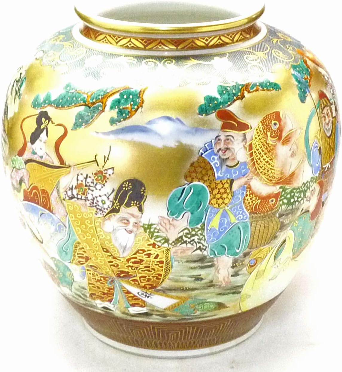 九谷焼　清雅堂造　青粒　色絵秋草図　花瓶　共箱 M R4217 九谷焼 清雅堂造 青粒 色絵秋草図 花瓶 共箱 M R4217